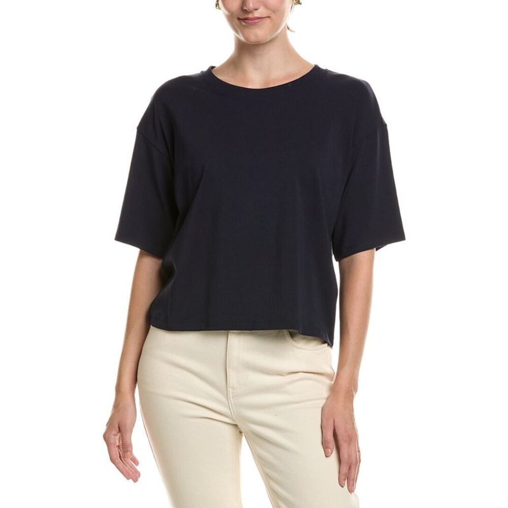 Eileen Fisher Womens Crewneck T-Shirt, Navy